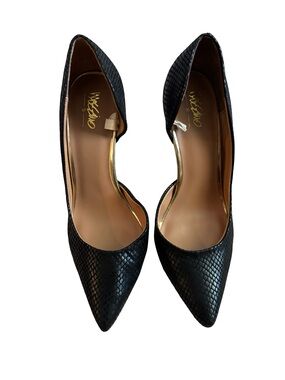 Y2K Mossimo Supply Co. Black Snake-Embossed D'Orsay Pointed Toe Pumps